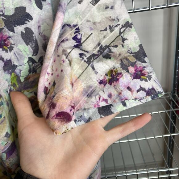 Basler Women's Blue Watercolor Floral Top Est. Size XL Cottagecore Feminine - Picture 9 of 11